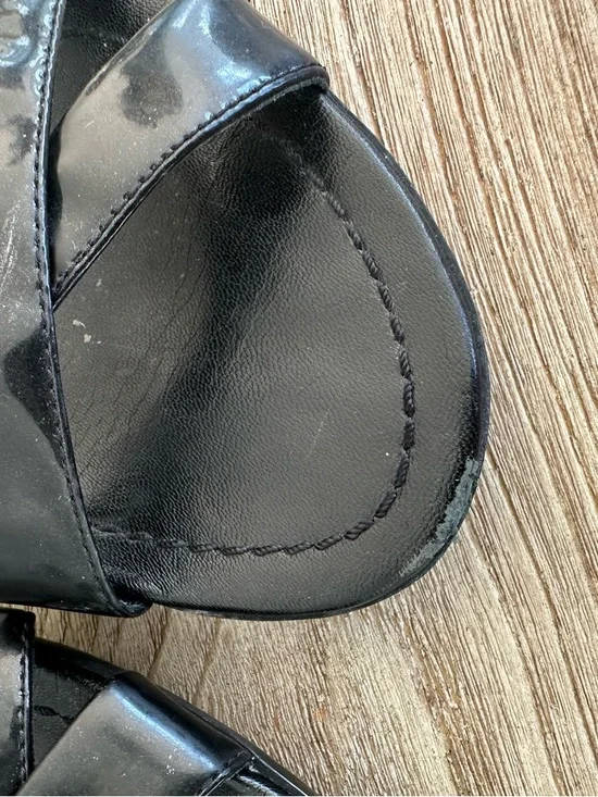 Prada Black Patent Leather Ankle-Strap Sandals Need TLC size 7.5 measured - Picture 5 of 8